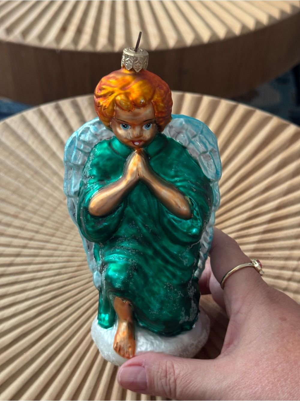 Vintage glass Christmas ornament by Christopher Radko Goodnight Prayer Angel